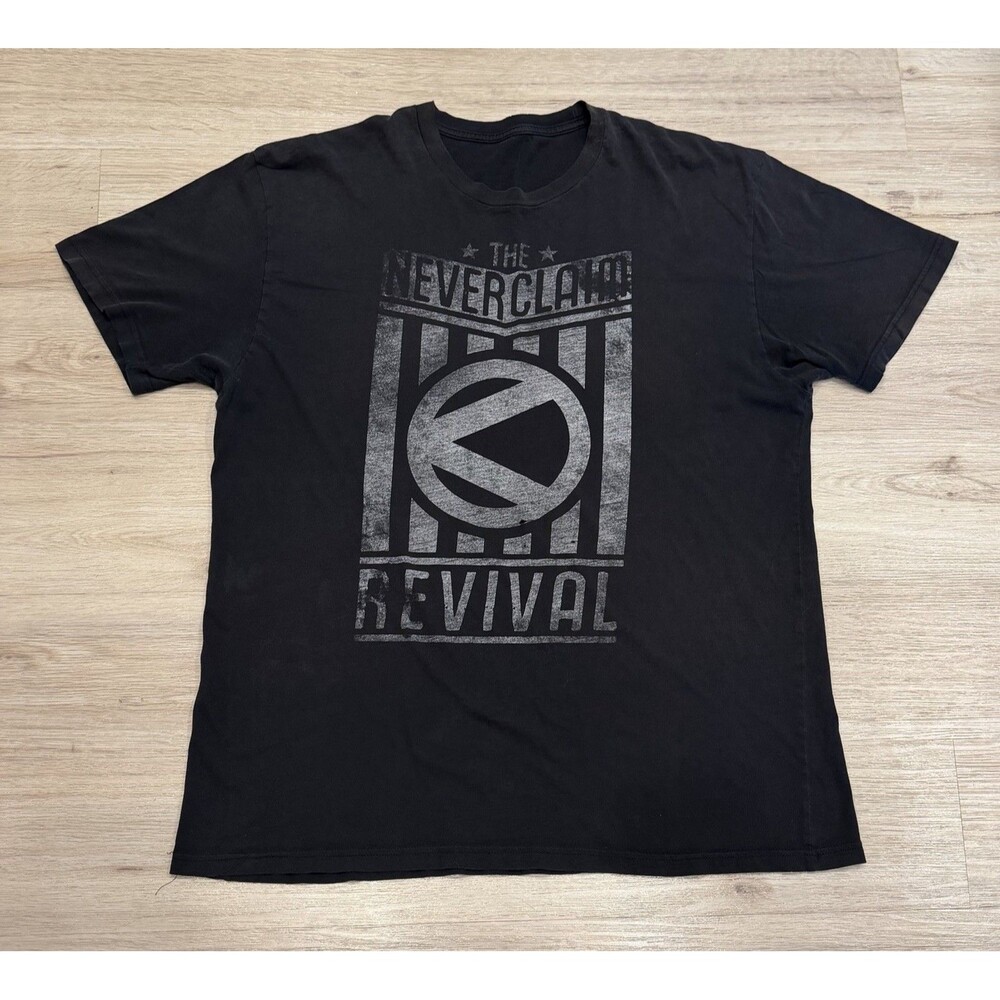 The Neverclaim Revival Shirt Mens XL Black Christian Rock Thrashed Faded Tee